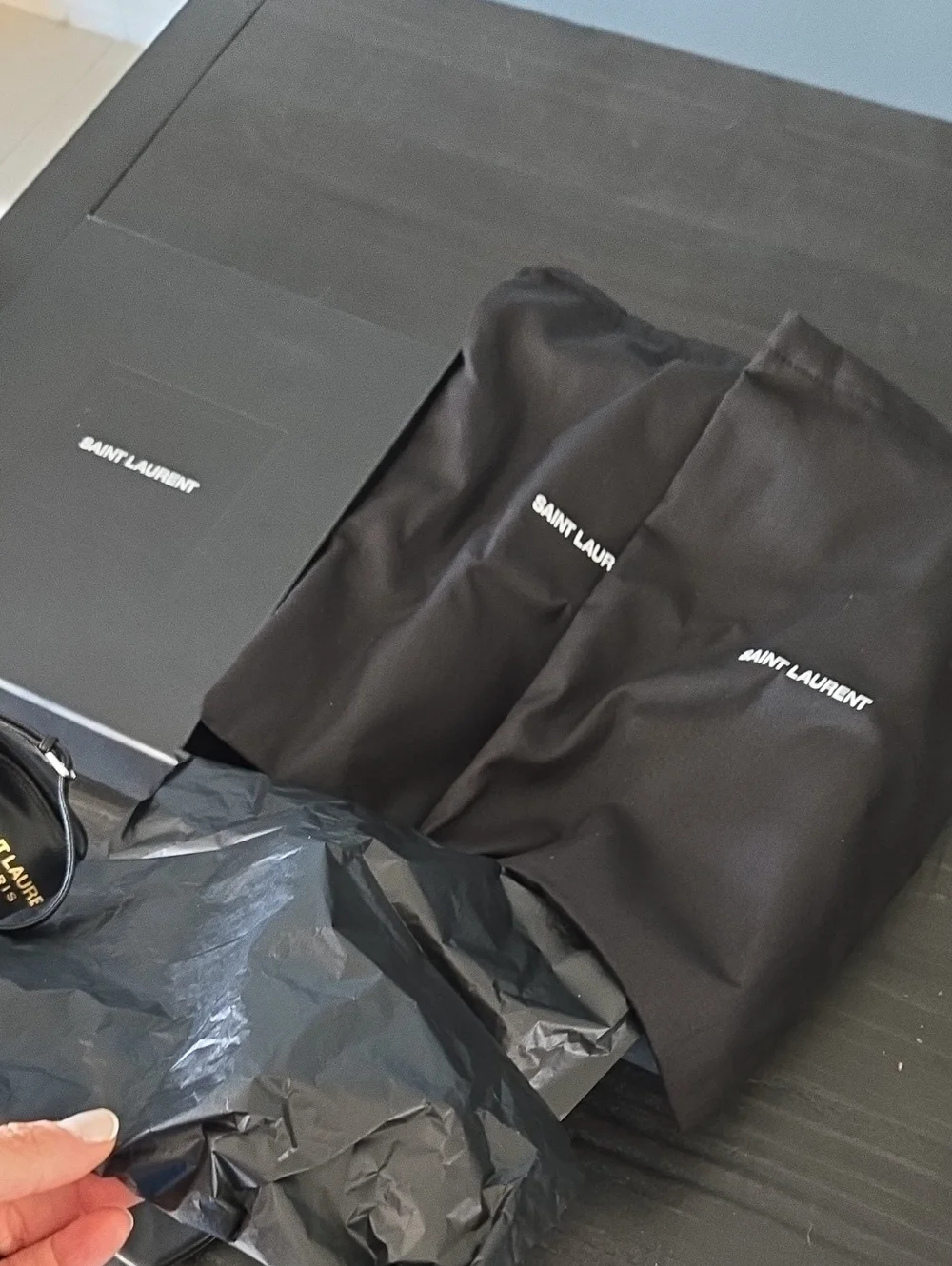 Saint Laurent Black Leather Opyum Logo-Heel Sandals with Silver YSL Heels - Picture 8 of 8